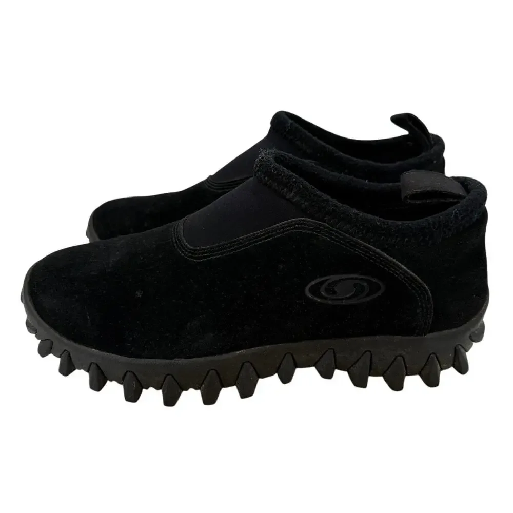 Vintage Salomon Contagrip CX Black Suede Snow Clogs Thinsulate Women's Size 10